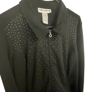 Cathy Daniel’s Black Zippered Blazer with Studded Design - XL